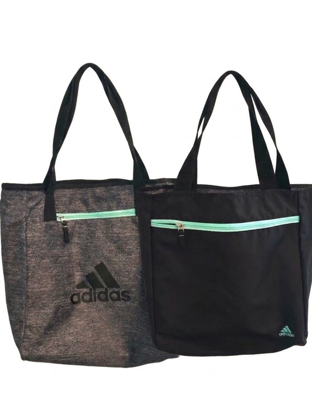 adidas Women's Dual Tote Bag - Black & Heather Gray with Mint Zippers